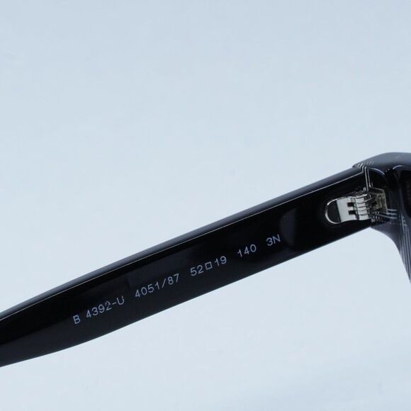 Burberry BE4392U 405187 Sunglasses Black/Check White Square Frame, Grey Lenses main image 4